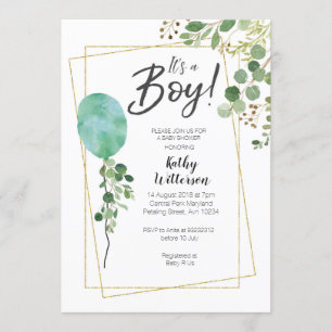 Invitation C'est un baby shower d'aquarelle Garçon vert oh
