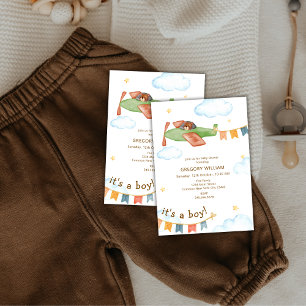 Invitation C'est un Baby shower d'avion de Garçon Bear