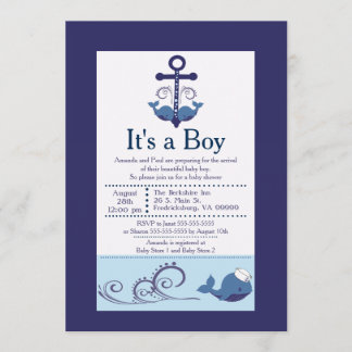Invitation C'est un Baby shower de baleines