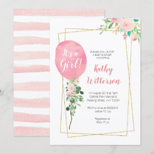Invitation C'est un baby shower de ballon de rose de fille