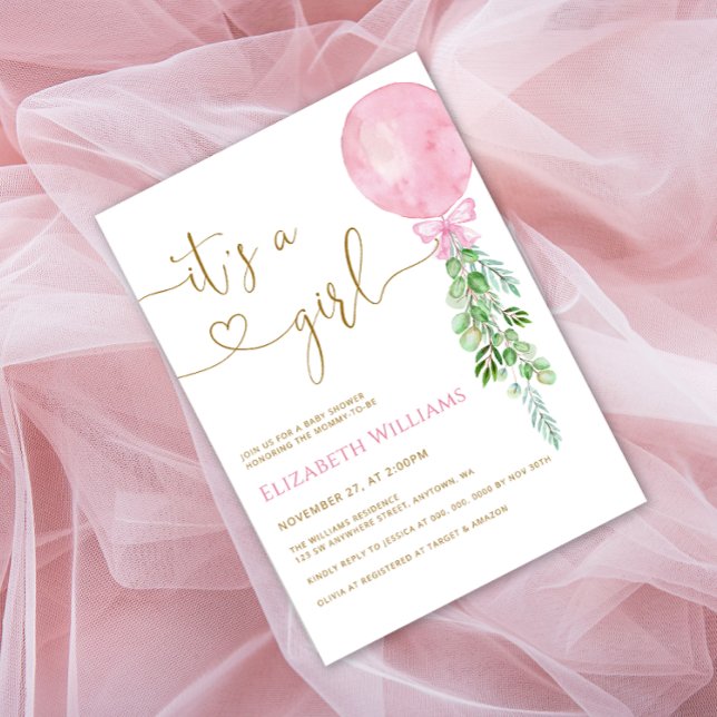 Invitation C'est un Baby shower de ballons rose fille (Créateur téléchargé)