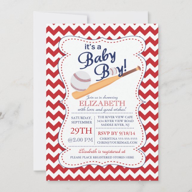 Invitation C'est un Baby shower de baseball de bébé garçon (Devant)