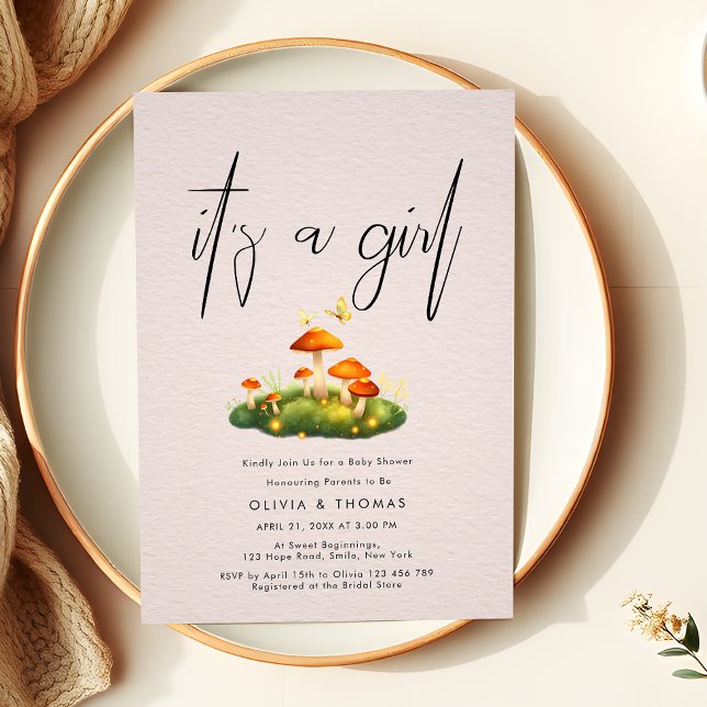 Invitation C'est un Baby shower de bois de champignon magique (Créateur téléchargé)