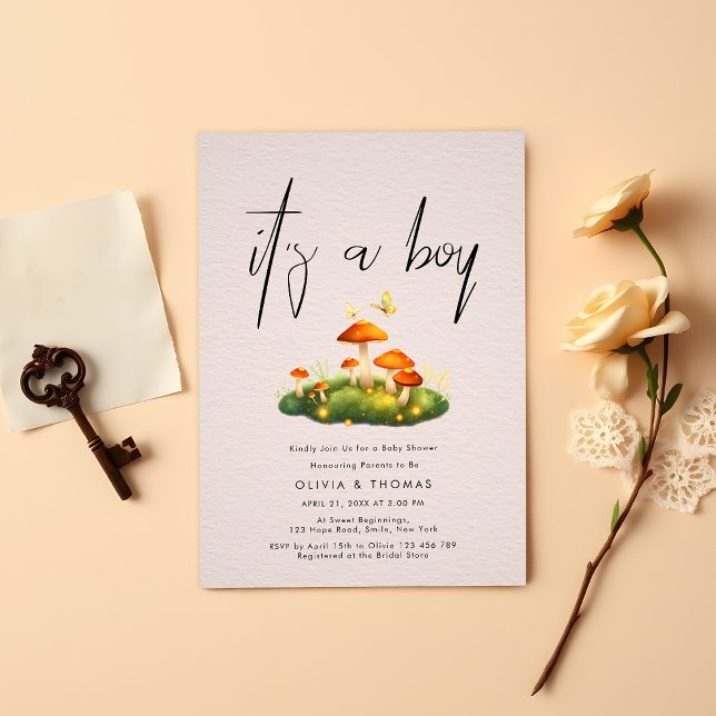 Invitation C'est un Baby shower de bois de champignon magique (Créateur téléchargé)
