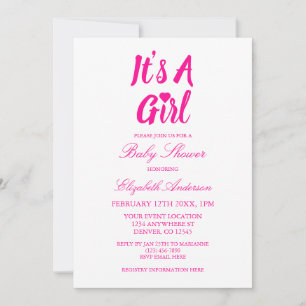 Invitation C'est un Baby shower de coeur de fille