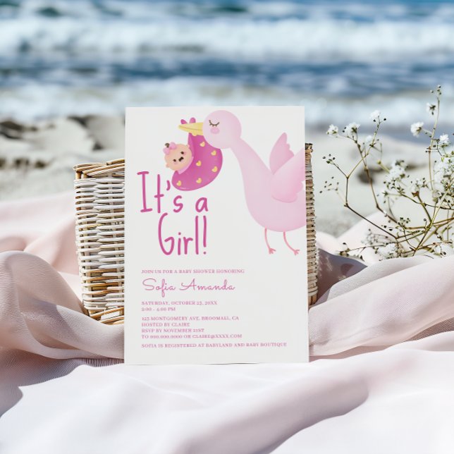 Invitation C'est un Baby shower de cygne rose fille (Créateur téléchargé)