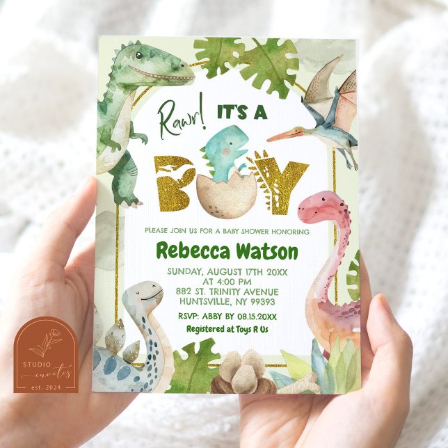 Invitation C'est un Baby shower de dinosaures (Créateur téléchargé)