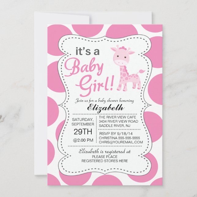 Invitation C'est un Baby shower de fille de petite fille rose (Devant)