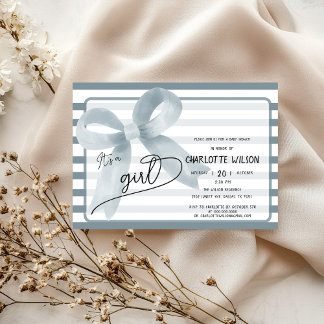 Invitation C'est un Baby shower de filles mignonnes Bleues Bo