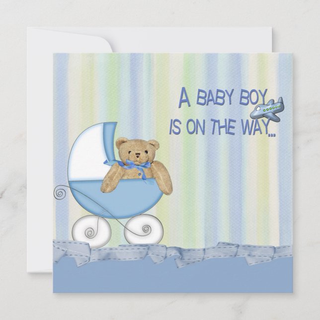 Invitation C'est un baby shower de garçon (Devant)