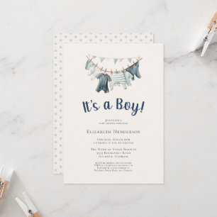 Invitation C'est un Baby shower de garde-robe bleu garçon