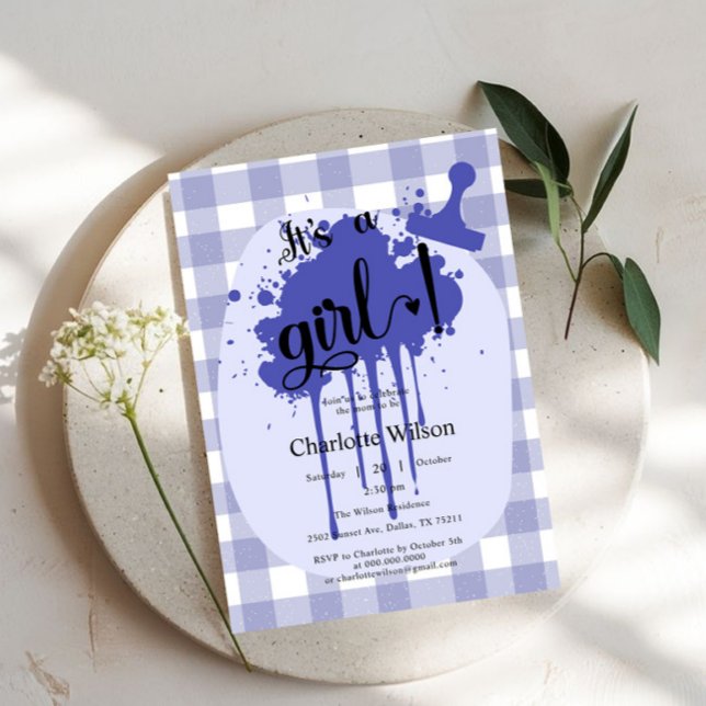 Invitation C'est un Baby shower de Girl Cute Pastel Navy En v (Créateur téléchargé)