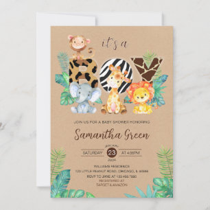 Invitation C'est un Baby shower de la jungle de Safari Garçon