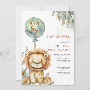 Invitation C'est un Baby shower de Lion à Balloon Garçon