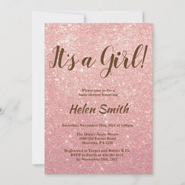 Invitation C'est un Baby shower de Parties scintillant rose o (Devant)