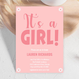 Invitation C'est un Baby shower de petites fleurs roses migno