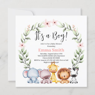 Invitation C'est un Baby shower de Safari de la Jungle Garçon