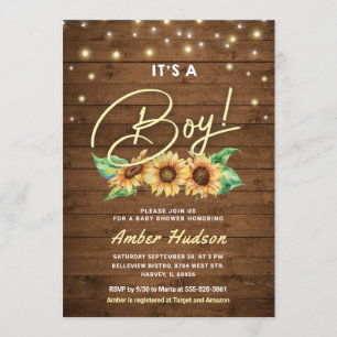 Invitation C'est un Baby shower de tournesol jaune garni