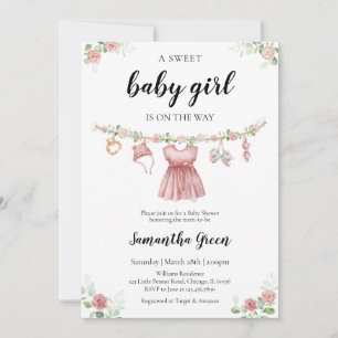 Invitation C'est un Baby shower de vêtements pour bébés fille
