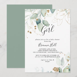 Invitation C'est un Baby shower d'Eucalyptus Gold Girl