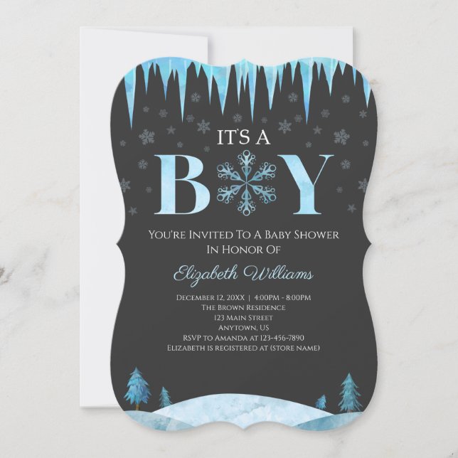 Invitation C'est un Baby shower d'hiver Snowflake (Devant)