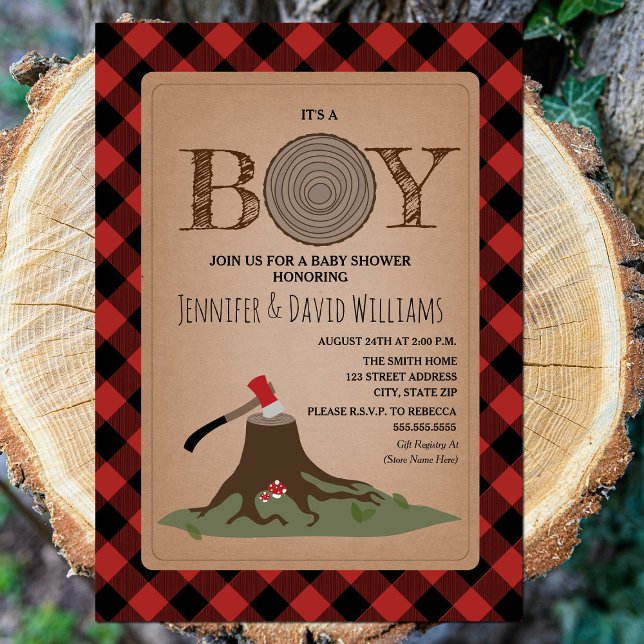 Invitation C'est un Baby shower en bois de bûcheron (Créateur téléchargé)