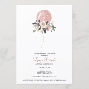 Invitation C'est un baby shower floral de ballon d'aquarelle