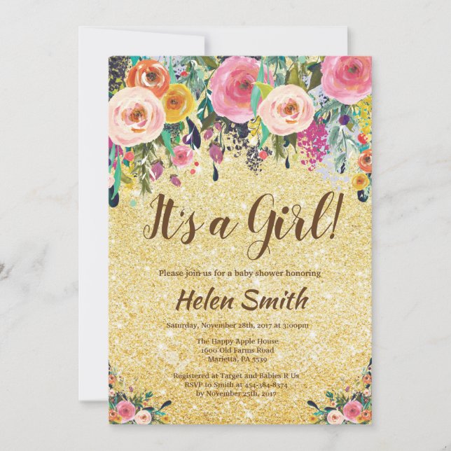 Invitation C'est un baby shower floral de parties (Devant)