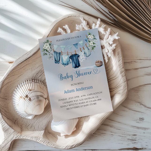 Invitation C'est un Baby shower Garçon avec le thème Blue Lau (Créateur téléchargé)