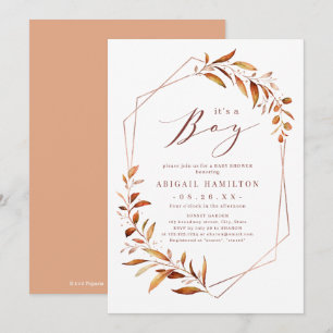Invitation C'est un Baby shower géométrique Boy Fall Greenery