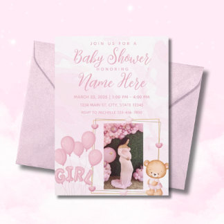 Invitation C'est un Baby shower photo personnalisé Girl Blue