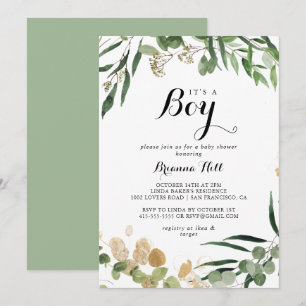Invitation C'est un Baby shower Tropical Gold Green