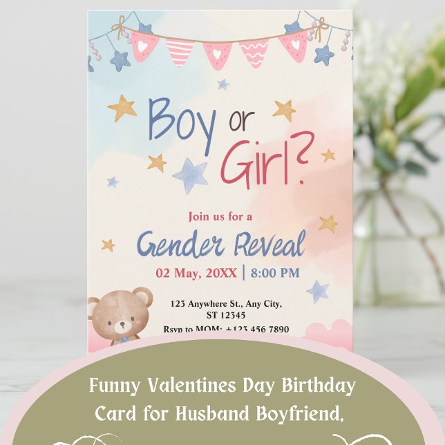 Invitation C'est un Bassin d'ours en peluche ! Révélation du  (Teddy Bear Gender Reveal Invitation)