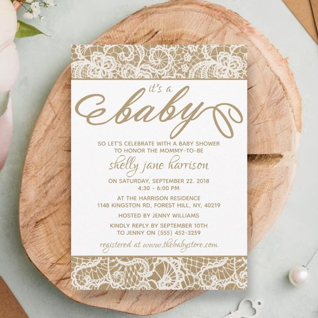 Invitation C'est un bébé ! Baby shower rustique Kraft & dente (Créateur téléchargé)