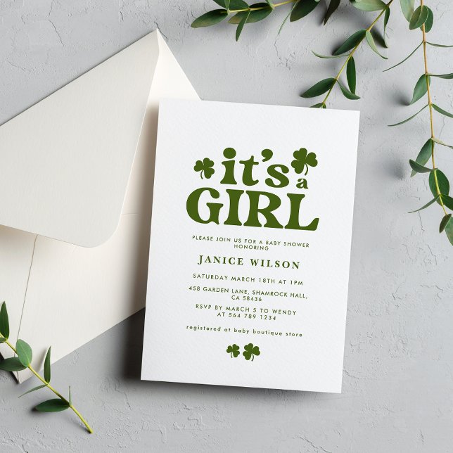 Invitation C'est un charme de fille Baby shower St. Patrick's (Créateur téléchargé)