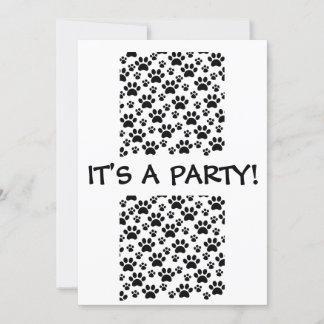 Invitation C'est un chien de fête Paw imprimé noir et blanc