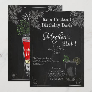 Invitation C'est un Cocktail Anniversaire Bash 21