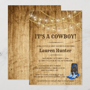 Invitation C'est un Cowboy !Invitation au Baby shower de pays