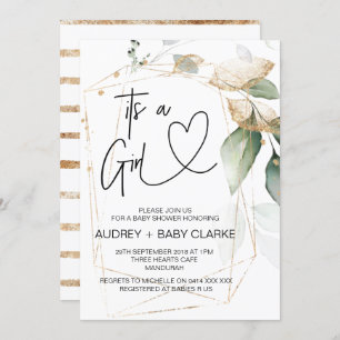 Invitation C'est un Eucalyptus vert de la Fille Baby shower