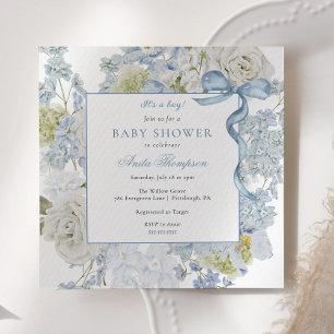 Invitation C'est un garçon Arc floral bleu Baby Shower