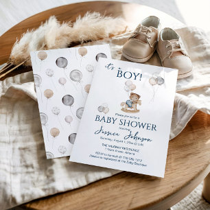 Invitation C'est un Garçon avec Baby shower Ours et Ballons e