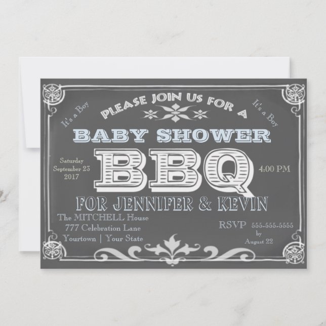 Invitation C'est un garçon - Baby shower Bar B Que (Devant)