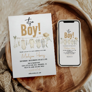 Invitation C'est un garçon ! Baby shower Bleu - Cute & Sweet