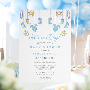 Invitation C'est un garçon Baby Shower Blue Boy