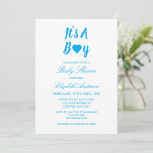 Invitation C'est un garçon Baby Shower coeur