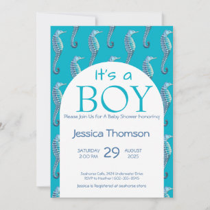 Invitation C'est un garçon Baby shower de cheval bleu Invitat