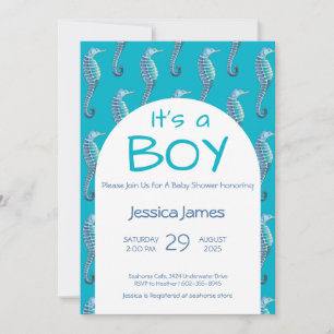 Invitation C'est un garçon Baby shower de cheval bleu Invitat