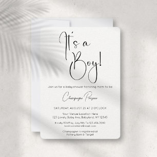 Invitation C'est un garçon Baby shower de script moderne Invi