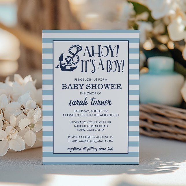 Invitation C'est un garçon ! Baby shower nautique (Créateur téléchargé)