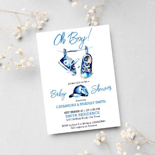 Invitation C'est un garçon bleu bébé chaussures un casquette